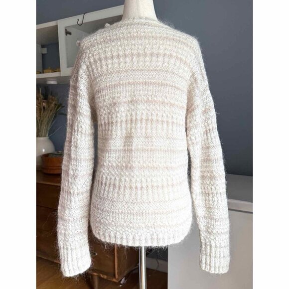 Vintage 80’s Bernard Perris Paris Wool Knit Sweater Size S Cream Grey - Picture 3 of 6